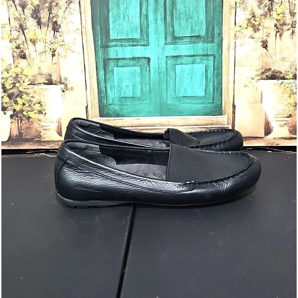 Womens Eddie‎ Bauer Shoes 8.5 Black Leather Loafers Ellensburg